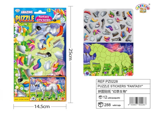 [PZ0228] Puzzle stickers "Fantasía" 14.5x25cm - Material de arte