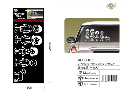 [PE0310] Stickers para coche "Familia" 15x36.5cm - Accesorios decorativos