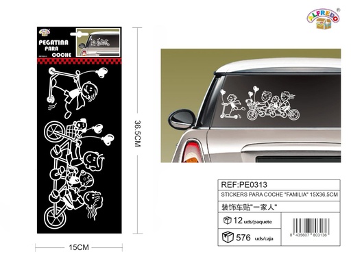 [PE0313] Stickers para coche "Familia" 15x36.5cm - Accesorios decorativos