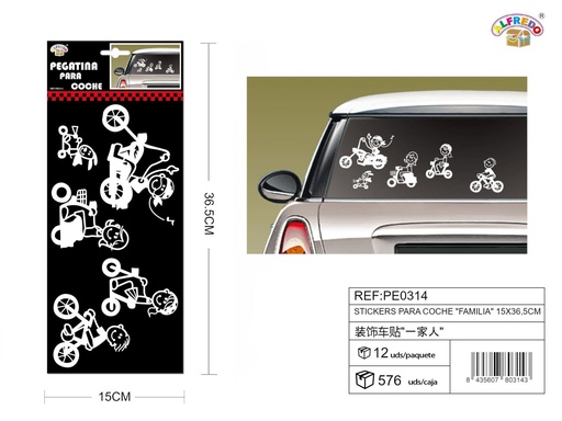 [PE0314] Stickers para coche "Familia" 15x36.5cm - Accesorios decorativos