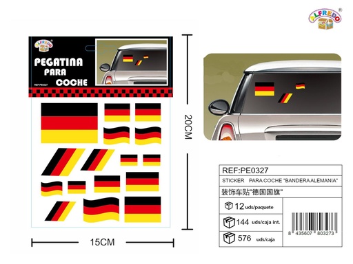 [PE0327] Sticker para Coche "Bandera Alemania" 15x20 cm - Stickers para vehículos