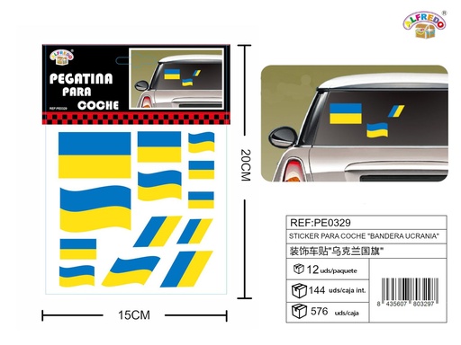 [PE0329] Sticker para Coche "Bandera Ucrania" 15x20 cm - Stickers para vehículos