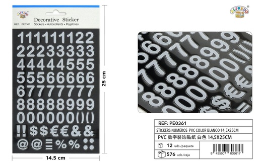 [PE0361] Stickers números PVC color blanco 14.5X25 cm - Pegatinas decorativas