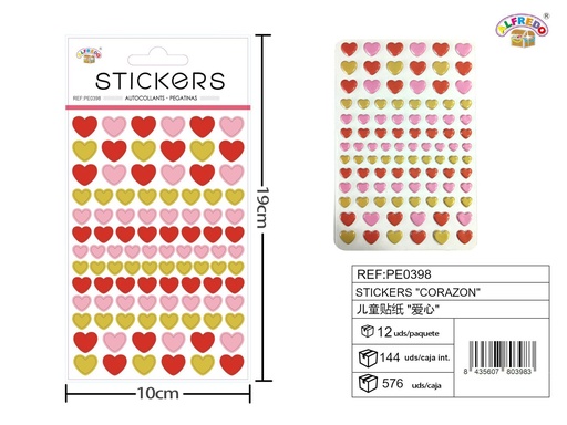 [PE0398] Stickers "corazón" 10x19 cm - Pegatinas surtidas infantiles