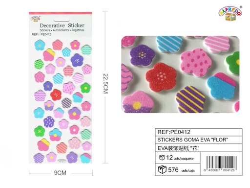 [PE0412] Stickers goma EVA "flor" 9x22.5 cm - Pegatinas de manualidades
