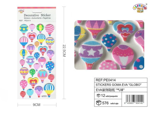 [PE0414] Stickers goma EVA "globo" 9x22.5 cm - Pegatinas de manualidades