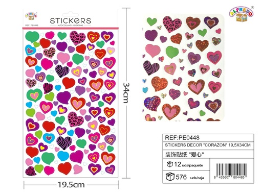 [PE0448] Pegatinas decorativas "Corazón" 19.5x34cm para manualidades