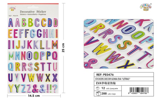 [PE0476] Stickers Decor Goma EVA "Letras" 14.5x25 cm - Pegatinas decorativas de EVA
