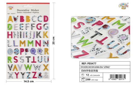 [PE0477] Stickers Decor Goma EVA "Letras" 14.5x25 cm - Pegatinas decorativas de EVA