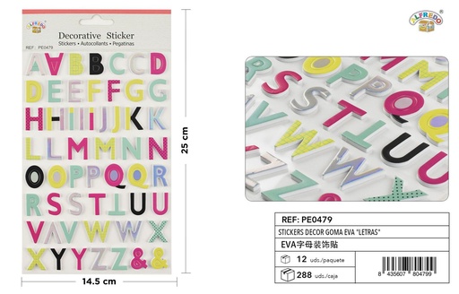 [PE0479] Stickers Decor Goma EVA "Letras" 14.5x25 cm - Pegatinas decorativas de EVA