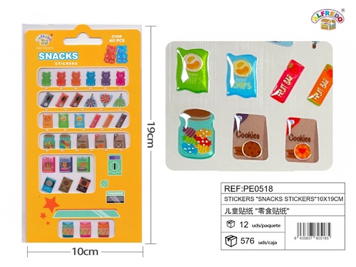 [PE0518] Stickers "snacks sticker" 10x19 cm - Pegatinas surtidas infantiles