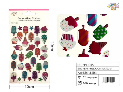 [PE0522] Stickers "helados" 10x19 cm - Pegatinas surtidas infantiles