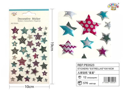 [PE0523] Stickers "estrellas" 10x19 cm - Pegatinas surtidas infantiles