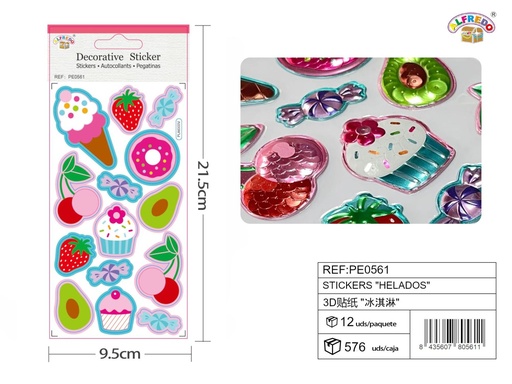 [PE0561] Stickers "helados" 9.5x21.5 cm - Pegatinas surtidas infantiles