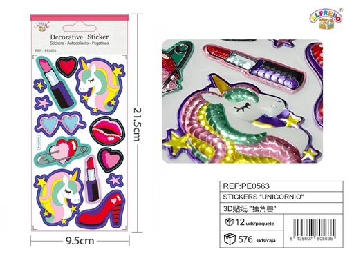 [PE0563] Stickers "unicornio" 9.5x21.5 cm - Pegatinas surtidas infantiles