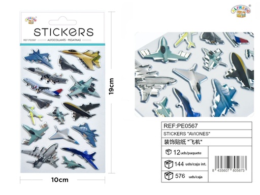 [PE0567] Stickers "aviones" 10x19 cm - Pegatinas surtidas infantiles