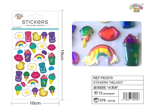 [PE0579] Stickers "helado" 10x19 cm - Pegatinas surtidas infantiles