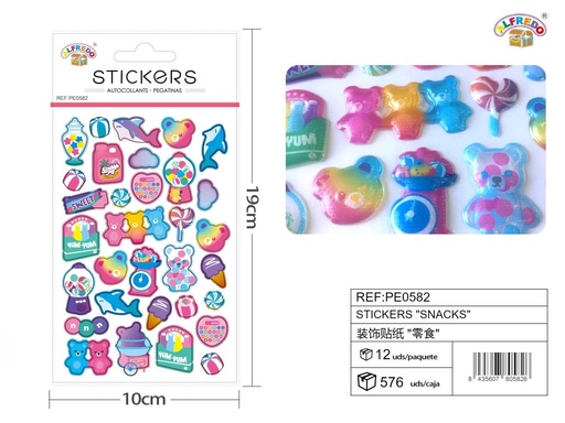 [PE0582] Stickers "snacks" 10x19 cm - Pegatinas surtidas infantiles