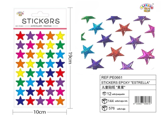 [PE0661] Stickers epoxy "estrella" 10x19 cm - Pegatinas surtidas infantiles