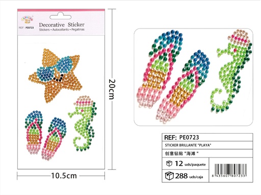 [PE0723] Sticker Brillante "Playa" 10.5x20 cm - Pegatinas de diamantes y perlas