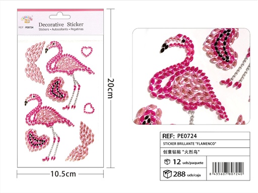 [PE0724] Sticker Brillante "Flamenco" 10.5x20 cm - Pegatinas de diamantes y perlas