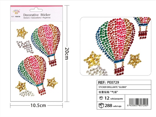 [PE0729] Sticker Brillante "Globo" 10.5x20 cm - Pegatinas de diamantes y perlas