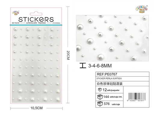 [PE0767] Pegatinas de perla surtido 80 pcs 10,5x20 cm - Adornos decorativos