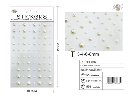 [PE0768] Pegatinas de perla surtido 80 pcs 10,5x20 cm - Adornos decorativos