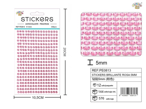 [PE0813] Sticker brillante rosa 5mm 10,5x20cm para manualidades