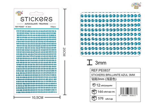 [PE0837] Sticker brillante azul 3mm 10,5x20cm para decoraciones