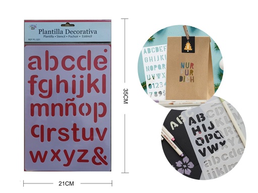 [PL1201] Plantilla decorativa "Letras minúsculas" 21x35 cm - Plantillas decorativas