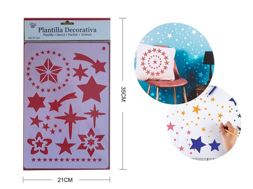 [PL1207] Plantilla decorativa "Estrella" 21x35 cm - Plantillas decorativas