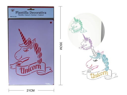 [PL1220] Plantilla decorativa "Unicornio" 21x35 cm - Plantillas decorativas