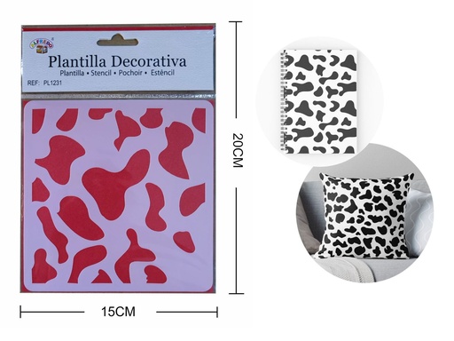 [PL1231] Plantilla decorativa "Manchas de vaca" 15 x 20 cm - Plantillas de artesanía