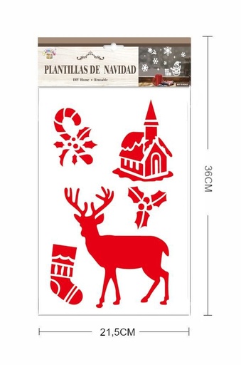 [PL1241] Plantillas de Navidad "Ciervo Reno" 21.5x36 cm - Productos de Navidad