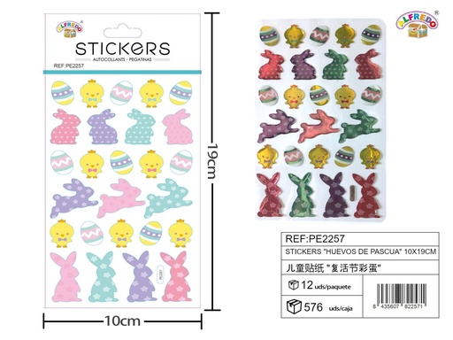 [PE2257] Stickers de Huevos de Pascua 10x19 cm - Adhesivos infantiles