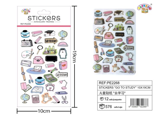 [PE2268] Stickers de Estudio 10x19 cm - Adhesivos infantiles