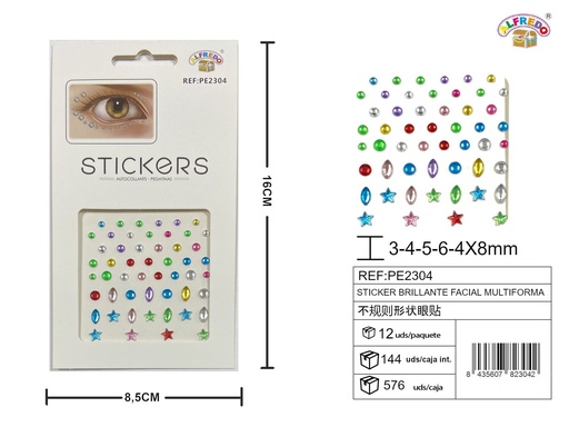 [PE2304] Sticker brillante facial multiforma 8.5x16cm - Accesorios de belleza