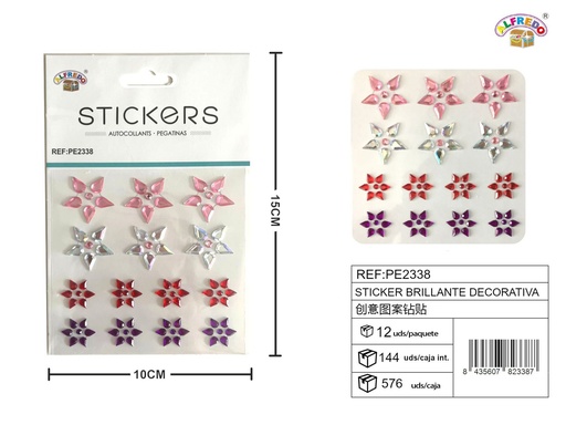 [PE2338] Sticker Brillante Decorativa 10x15 cm - Adorno de diamantes y perlas