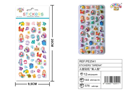 [PE2541] Stickers de sirena 9.5x20 cm - Pegatinas infantiles