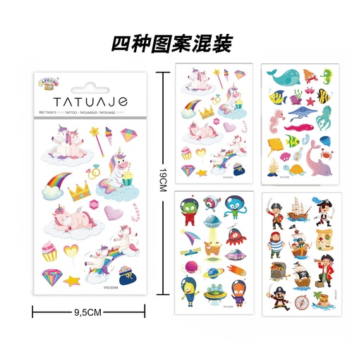 [TA2613] Stickers de tatuajes unicornio 9.5x19cm - Tatuajes temporales