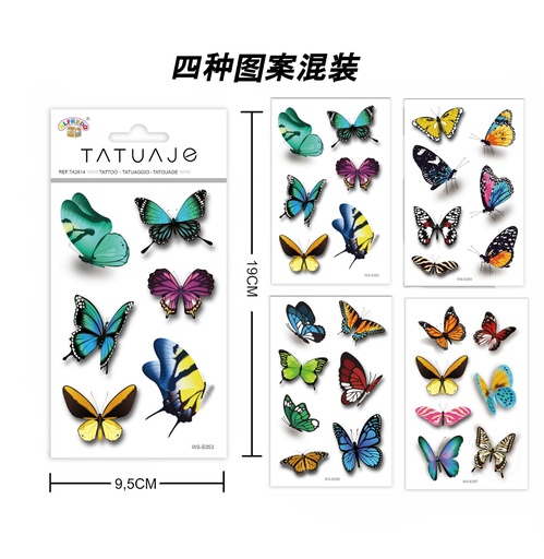 [200782614] Stickers de tatuajes mariposa 9.5x19cm - Tatuajes temporales