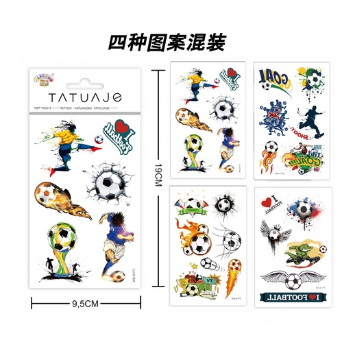 [TA2615] Stickers de tatuajes fútbol 9.5x19cm - Tatuajes temporales