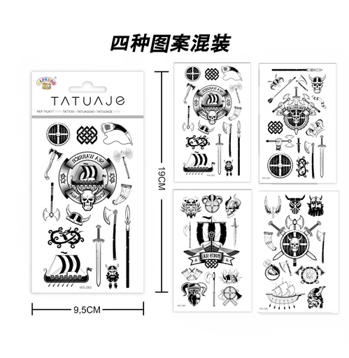 [TA2617] Stickers de tatuajes pirata 9.5x19cm - Tatuajes temporales