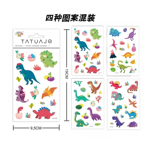 [TA2618] Stickers de tatuajes dinosaurio 9.5x19cm - Tatuajes temporales