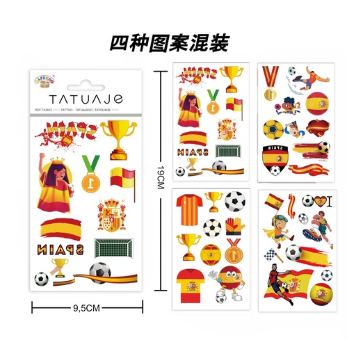 [200782633] Stickers tatuajes de fútbol 9.5x19cm para decoración corporal