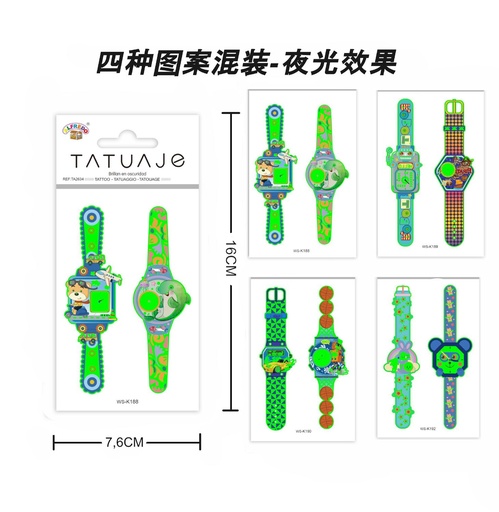 [TA2634] Stickers Tatuajes Fluorescentes 7.6x16 cm - Adhesivos infantiles