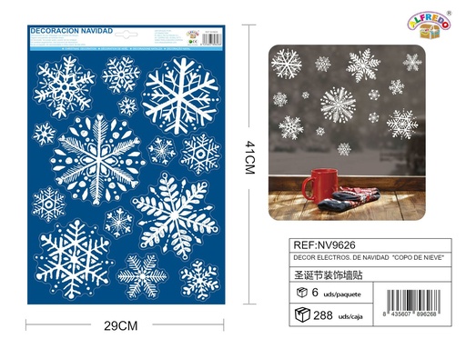 [NV9626] Decoración electrostática de Navidad "Copo de Nieve" 29 x 41 cm - Decoraciones navideñas