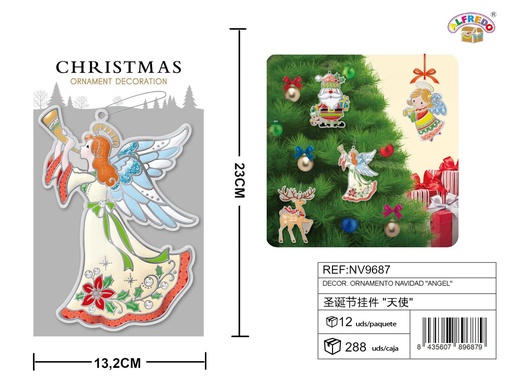 [NV9687] Decor. ornamento navidad "ángel" 13.2x23 cm - Adornos navideños
