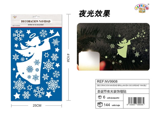 [NV9908] Decoración Navidad Brilla en Oscuridad "Ángel" 24.5x41cm - Decoraciones navideñas